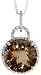 14k White Gold 18 Chain & 7/8 (23mm) tall Pendant, w/ 0.15 Carat Round Brilliant Diamonds & 5.88 Carats Round Cut Smoky Topaz Stone