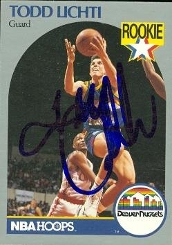 Todd Lichti Autographed/Hand Signed Basketball card (Denver Nuggets) 1990 Hoops #98