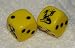Rare Vintage Yellow With Black Dragons French Bakelite Dice Pair