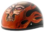 Flaming Skull Beanie Skull Cap DOT Motorcycle Half Helmet