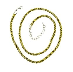 Necklace Cord For Pendants - D4 - Twisted Triple Strand Silk / Satin + 2" Extension Chain (3.5mm / 3/16" thickness) ~ Silver Tone Plated Ends - 20 Inches ~ Olive Green