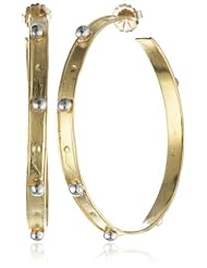 Devon Leigh Large Gold Dipped with Rhodium Bullets Hoop Earrings