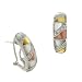 Art Deco Sterling Silver .925 Genuine White, Pink, and Yellow MOP Mother of Pearl Mosaic Simulated Diamond cz Omega Back Earrings