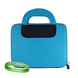 Apple Ipad ( 3G , wifi , WiFi + 3G ) Snug Carrying Case iPad Hard Cube Case Cover, Black with Aqua Blue Neoprene Wrap Extra Pocket and Handles, Designed to double as iPad Stand For ultimate viewing convenience + Vangoddy Live * Laugh * Love Wrist band!!!
