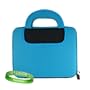 Apple Ipad ( 3G , wifi , WiFi + 3G ) Snug Carrying Case iPad Hard Cube Case Cover, Black with Aqua Blue Neoprene Wrap Extra Pocket and Handles, Designed to double as iPad Stand For ultimate viewing convenience + Vangoddy Live * Laugh * Love Wrist band!!!