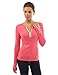 PattyBoutik Women Notch Neck Buttons Trim Blouse Top (Bright Heather Coral X-Large)