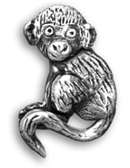 Sterling Silver Sitting Monkey Pin Brooch by The Magic Zoo