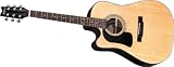 Washburn D10SCELH Left Handed Cutaway Dreadnought Acoustic Electric Guitar w/case, Natural Gloss