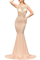 Summer Lace Ruched  Backless Mermaid Cocktail Floor Length Sleeveless Polyester/Spandex Evening Dress/Party Dress/Maxi Dress  With a Bow(s)