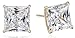 Amazon Collection 10k Gold Swarovski Zirconia Princess-Cut Studs