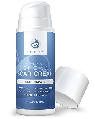 Ultimate Renewal Scar Cream - Erase Stretch Marks and Scars - Heal & Repair Skin - Powerful Vegan Formula With Peptides, Plant Stem Cells, Vitamin E & Nutrient Rich Oils - Foxbrim 1OZ