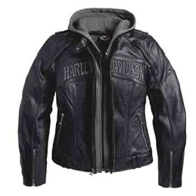 Harley-Davidson® Women's Reflective Skull 3-in-1 Leather Jacket. 3MTM ScotchliteTM Reflective Material. Removable fleece hood. 98152-09VW