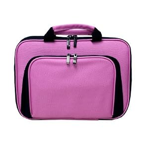 HP Mini 1000 Notebook CaseCrown Premium Double Memory Foam Laptop Case with Front Pocket and TSA Approved Combination Lock (Nylon Pink)