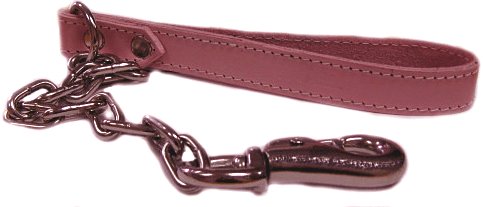 Top Dog Pink Leather Dog Chain Leash 4 ft Lead