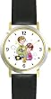 Boy and Girl Saying Havdalah Judaica Jewish Theme - WATCHBUDDY&reg; DELUXE TWO-TONE THEME WATCH - Arabic Numbers - Black Leather Strap-Size-Large ( Men's Size or Jumbo Women's Size )
