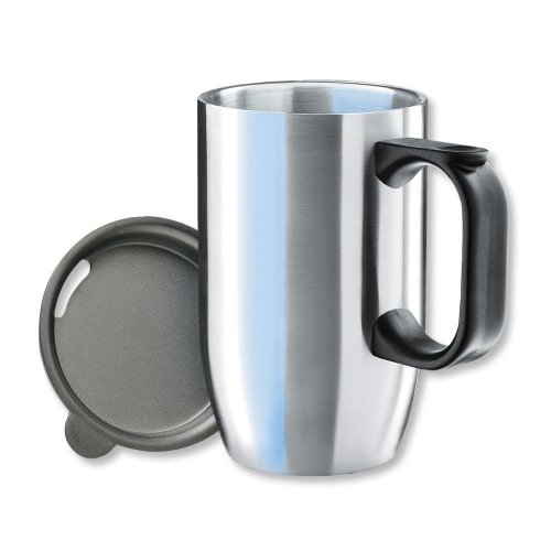 Isosteel VA-9559 Bicchiere termico 0,4 L in acciaio INOX 18/8 con coperchio in plastica e base antiscivolo