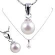 Freshwater Cultured Round Shape 6-6.5mm White Pearl Pendant, 16" Sterling Silver 1MM Cable Chain