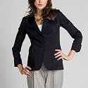 Elie Tahari Navy Cotton Sateen Rona Jacket