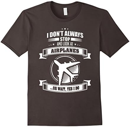 Men's Airplane Shirt - Pilot T shirt Medium Asphalt
