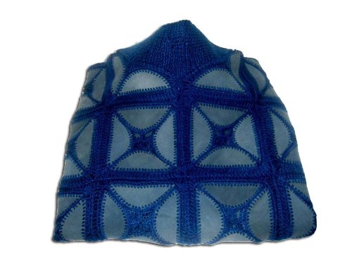 Extra 50% Off Hand Embroidered Poncho with Lots of Colorful Leather LEP_RT_BLUE_001