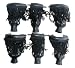 Set of 6 Leather Pool Table Billiard Pockets with Fringe, Black