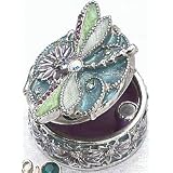 Monet Pastel Dragonfly Keepsake Box BLUE silver graphics