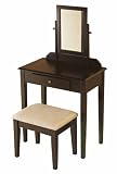 Espresso Finish Wood 3 Pc Vanity Bedroom Make up Bench