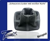 Produkt-Bild: Schaltmanschette Schaltsack f&uuml;r VW GOLF 4 97-03 Leder Leder: schwarz Nahtfarbe: wei&szlig;