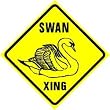 SWAN CROSSING bird water fowl street sign