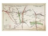 Early Map of the London Underground, Late 19th Century Art Giclee Poster Print by English School, 40x30