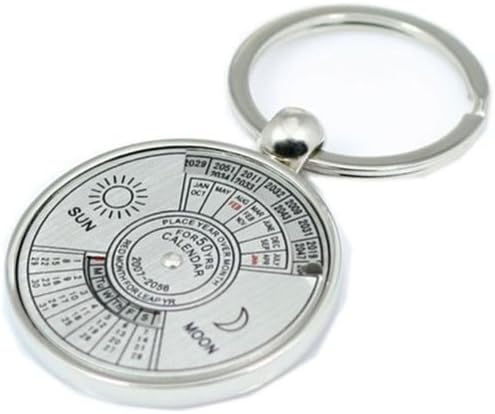 Wholesale Lot 30 Pcs Unique Zinc Alloy Metal Key Chain Ring 50 Years Perpetual Calendar Keyring Keychain