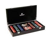 Cartamundi - 106695427 - Coffret Poker Bois Luxe Noir : 2 Jeux + 300 Jetons 14Grs + Chip Leader + Règle Texas Hold Em