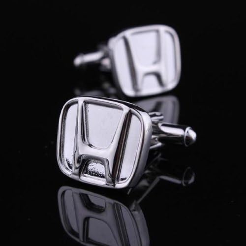 abanyan Car Logo Cufflinks (Silver Honda Logo Automotive Car Cuff links)