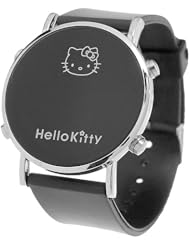 Ladies Kitty Round-Faced LED Digital Watch - Black