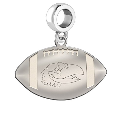 Kansas Jayhawks Sterling Silver Football Cut Out Drop Charm Fits All European Style Charm Bracelets