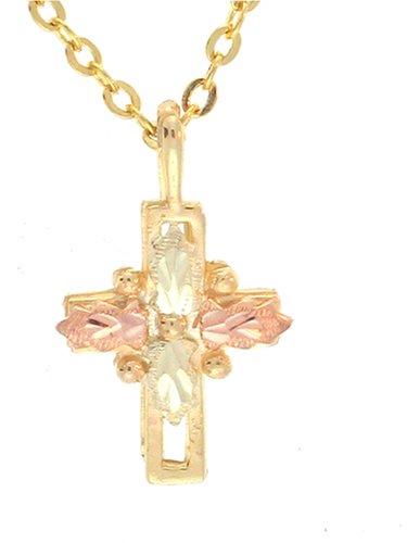Pretty! Yellow-gold Black Hills Gold Small 4 leaf Cross Pendant/necklace