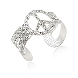 Silver Peace Symbol Cuff Bracelet Fashion Jewelry