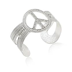 Silver Peace Symbol Cuff Bracelet Fashion Jewelry