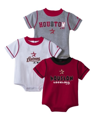 MLB Unisex Infant/Toddler Houston Astros 3-Piece Body Suit Set, White/Ash, Small