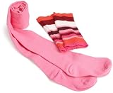 Country Kids Girls  2 Pack Striped Legwarmer With Organic Cotton Tight,Tomato,Bubblegum,3-5