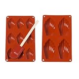 Silicone Solutions French Gourmet Madeline Pans and Spatula Set - Terra Cotta Red