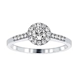 0.65 CT TW Halo Pave Accented Round Diamond Engagement Ring in 14k White Gold