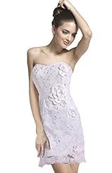 Above the Knee Short Sequined Beaded Belted Lace Satin  Dress