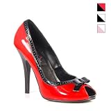 Pleaser Shoes Womens SEDUCE 218 5" Peep Toe Pump with Contrast Heel and Bow Available in 3 Colors