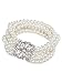 Four Strand Faux Pearl Beaded Crystal Accent Stretch Bracelet Fashion Jewelry