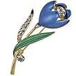 Simple Elegant Stem Flower Crystal Brooch Pin - Blue Simple Elegant Stem Flower Crystal Brooch Pin - Blue