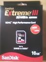 Sandisk 16gb Extreme3 SDHC Card in retail packaging