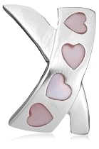 Silver Pink Mother of Pearl Heart Kiss Pendant