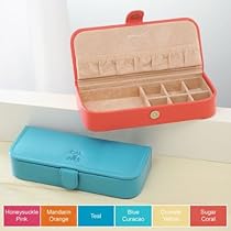 Cathys Concepts Curacao Leather Cuff Link and Jewelry Box, Blue