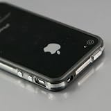 i-Beans 「全33色」iPhone 4S用バンパーケース　(Soft+Hard)シリコン+プラスチック 　ブラック+クリア　Bumper Case for アイフォン4S　液晶保護フィルム　USB充電ケーブル付 (1840-8)